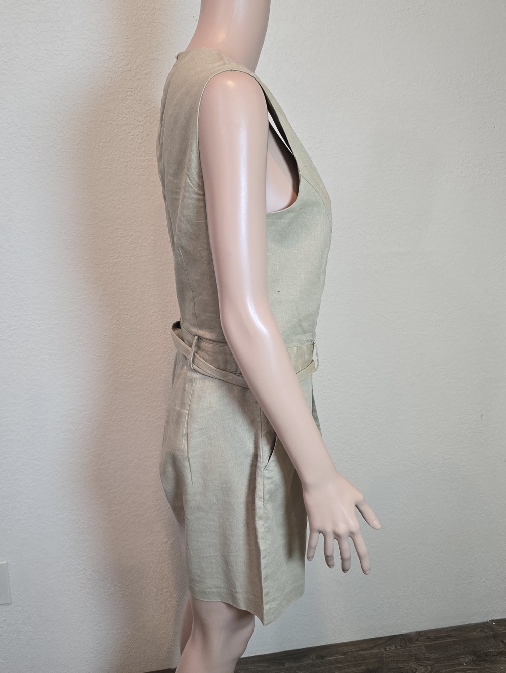 BANANA REPUBLIC Romper One Piece Shorts Womens 8 Beige Linen Blend - Picture 5 of 14